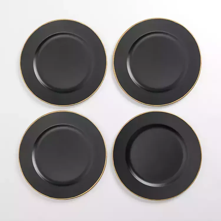 Serving & Entertaining-Kirklands Home Gold Edge Chargers, Set of 4 Black