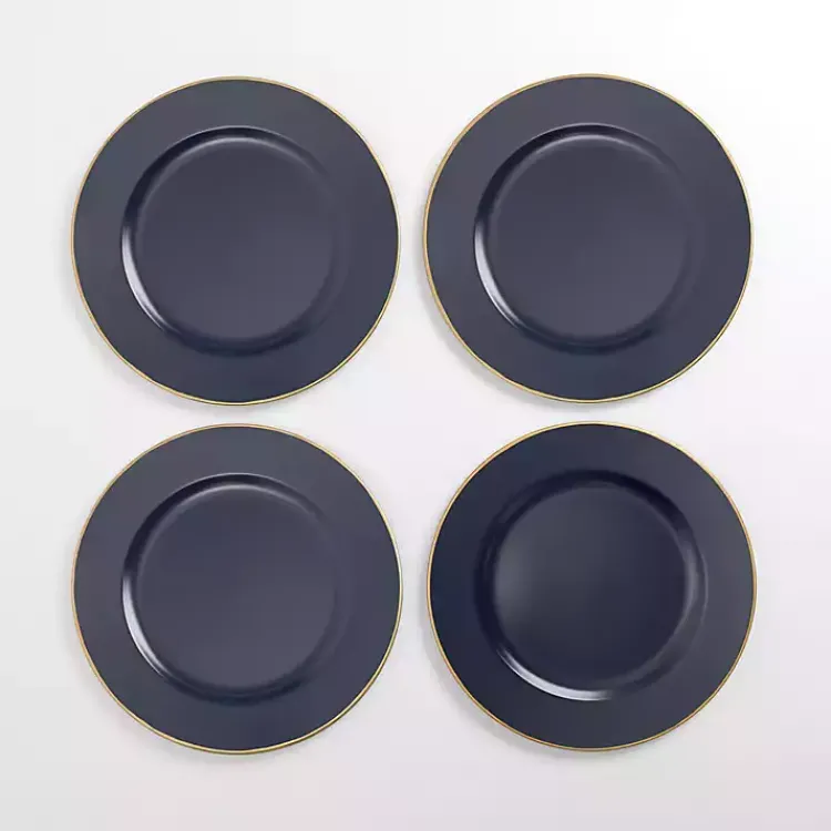 Serving & Entertaining-Kirklands Home Gold Edge Navy Chargers, Set of 4 Blue