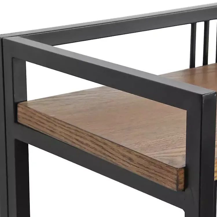 Bookshelves-Kirklands Home 4-Tier Black Metal Frame Shelf Brown