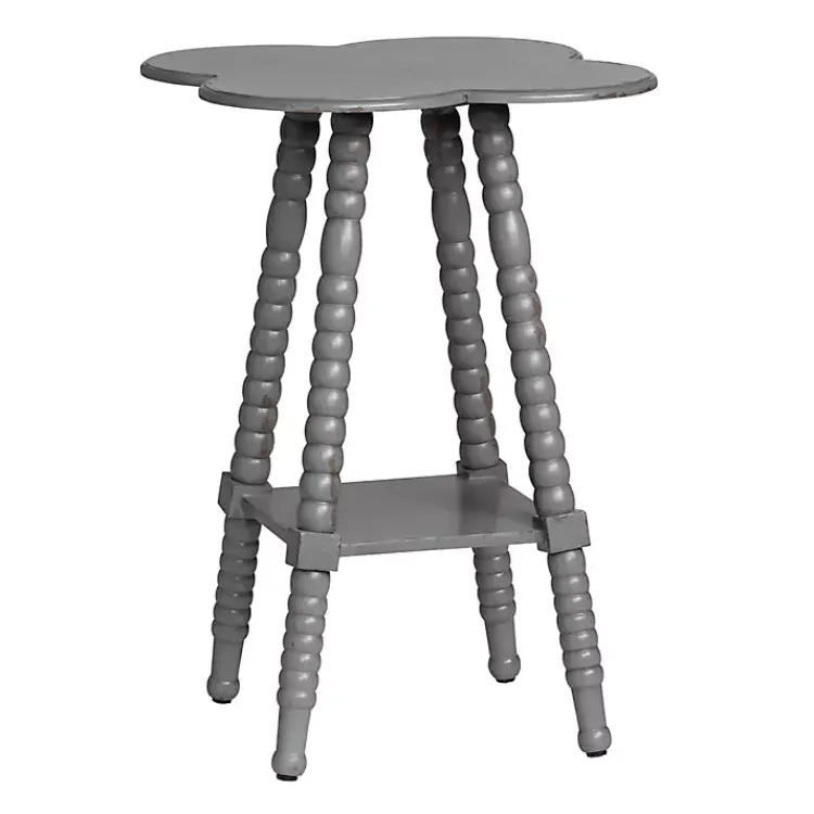Accent & End Tables-Kirklands Home Beaded Clover Accent Table Gray