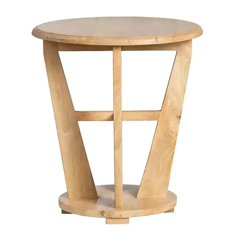 Accent & End Tables-Kirklands Home Natural Wood Angular Rory Accent Table Tan