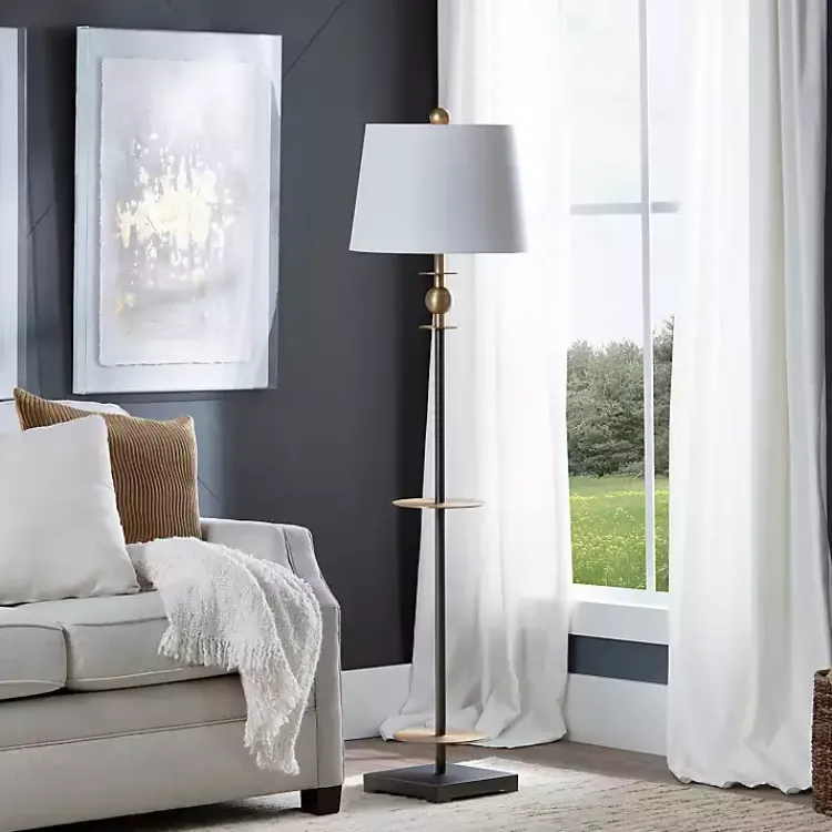 Floor Lamps-Kirklands Home Dark Bronze Decorative Floor Lamp White