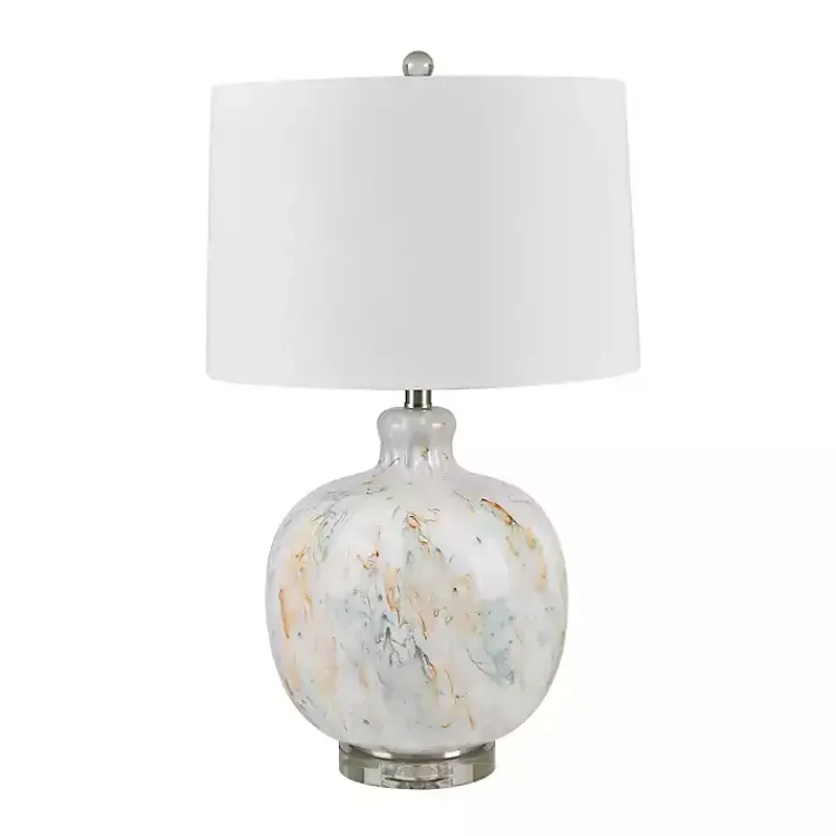 Table Lamps-Kirklands Home Pastel Swirls Glass Table Lamp White