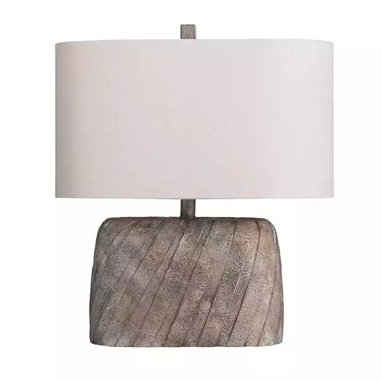 Table Lamps-Kirklands Home Brown Textured Oval Shade Table Lamp Ivory