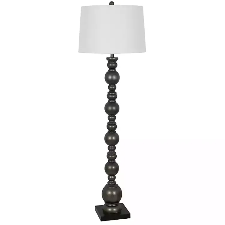 Floor Lamps-Kirklands Home Pewter Pillar Round Floor Lamp Gray