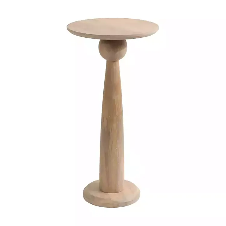 Accent & End Tables-Kirklands Home Round Natural Wood Jess Accent Table Tan