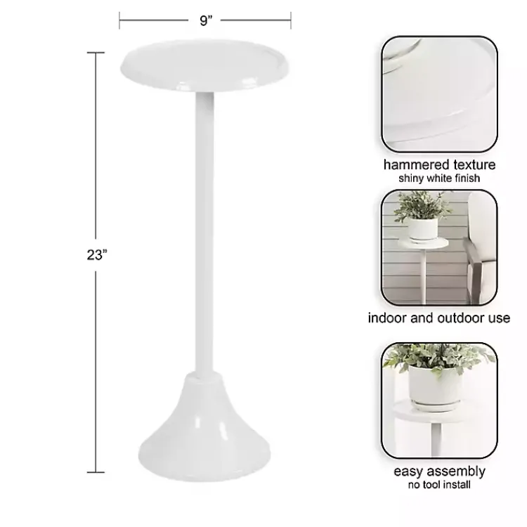 Accent & End Tables-Kirklands Home Round Metal Layla Accent Table White