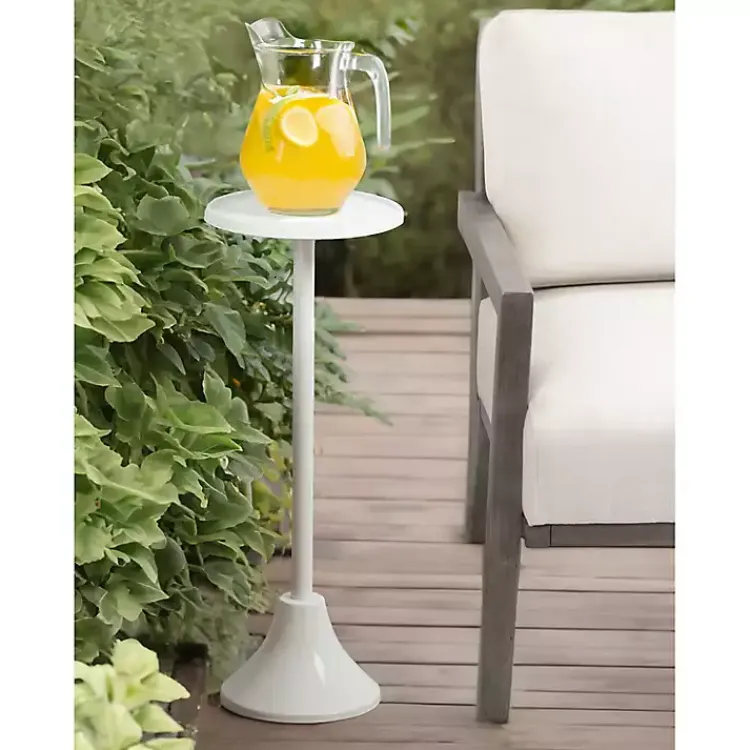 Accent & End Tables-Kirklands Home Round Metal Layla Accent Table White