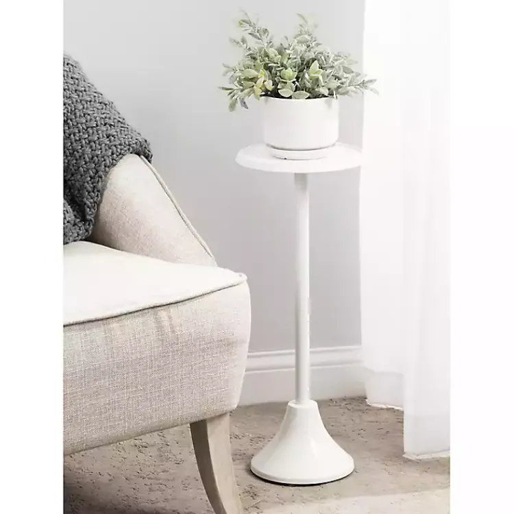 Accent & End Tables-Kirklands Home Round Metal Layla Accent Table White