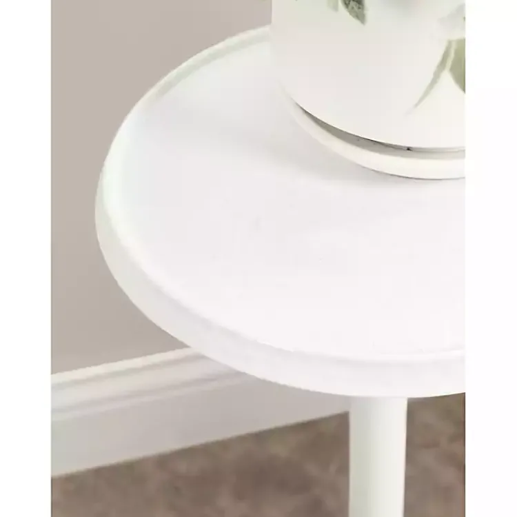 Accent & End Tables-Kirklands Home Round Metal Layla Accent Table White