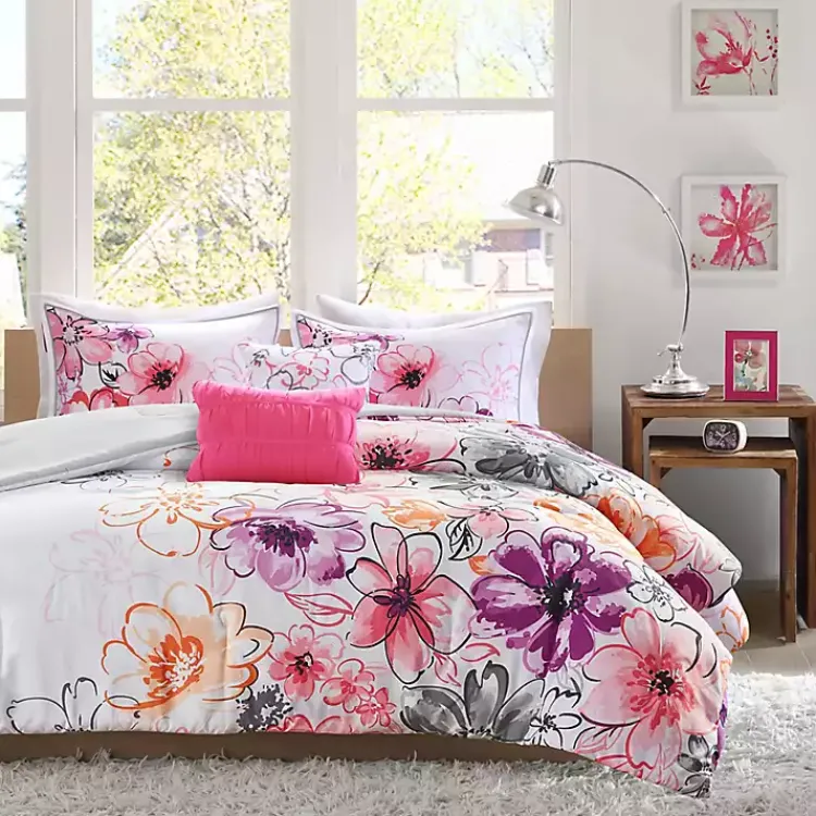 Comforters-Kirklands Home Ashley Floral Twin XL 4-pc. Comforter Set