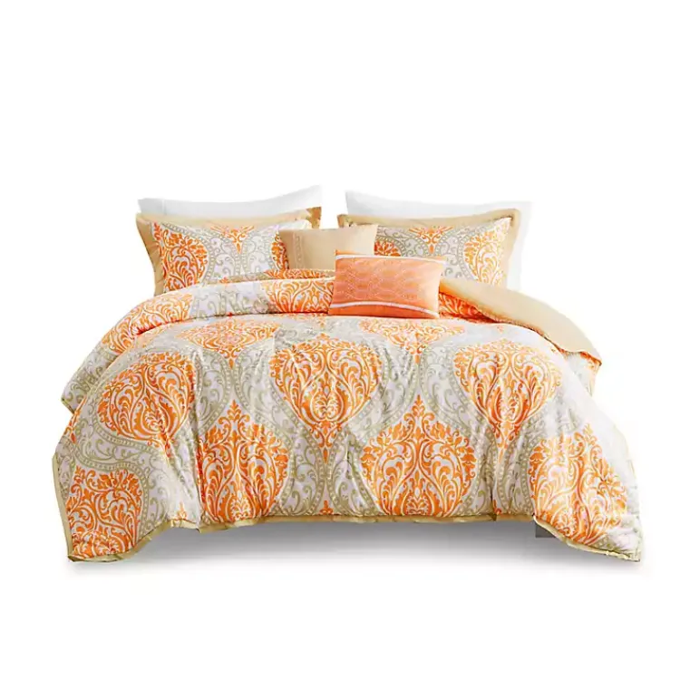 Comforters-Kirklands Home Orange Damask 4-pc. Twin/Twin XL Comforter Set
