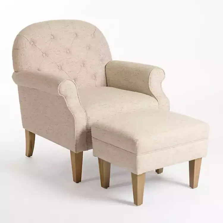Accent Chairs-Kirklands Home Wheat Tufted Chair & Ottoman Set Tan