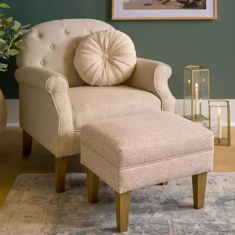 Accent Chairs-Kirklands Home Wheat Tufted Chair & Ottoman Set Tan