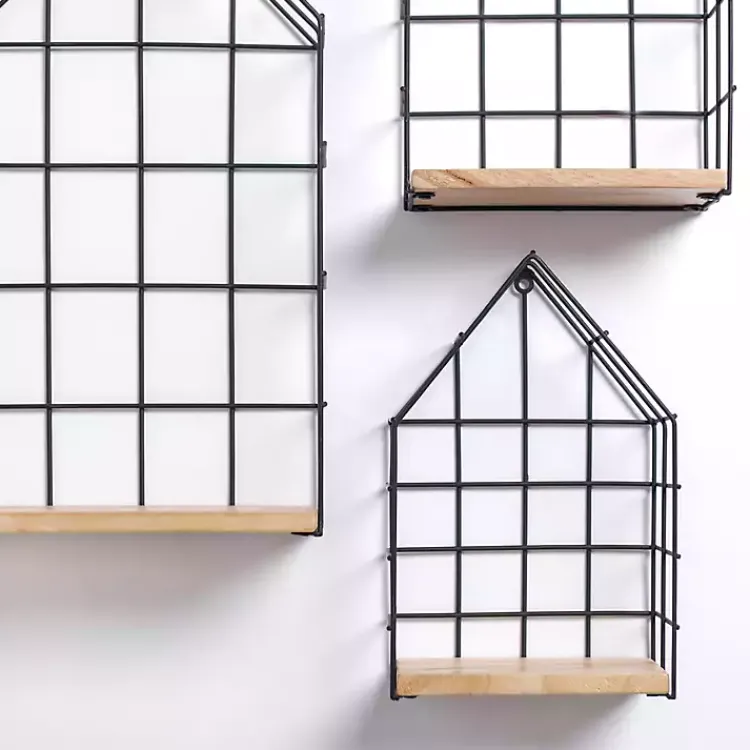 Shelves-Kirklands Home Metal Grate House Wall Shelves, Set of 3