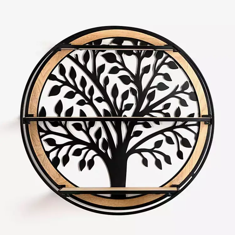 Shelves-Kirklands Home Round Metal Tree 3-Tier Wall Shelf