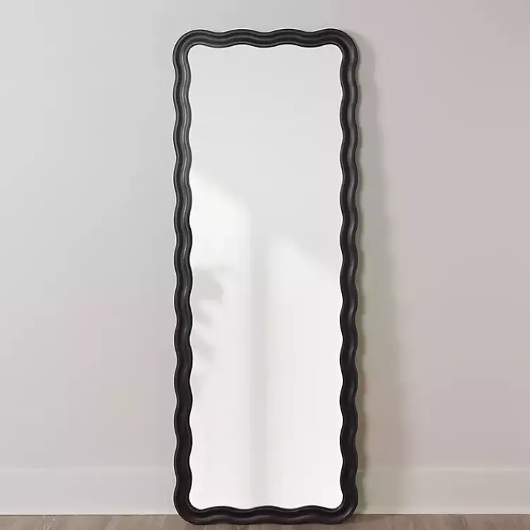 Decorative Mirrors-Kirklands Home Catorina Black Wavy Leaner Mirror