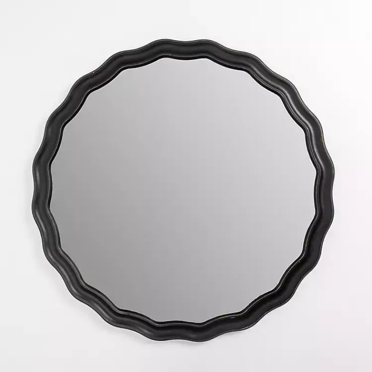 Decorative Mirrors-Kirklands Home Round Catorina Black Wavy Wall Mirror