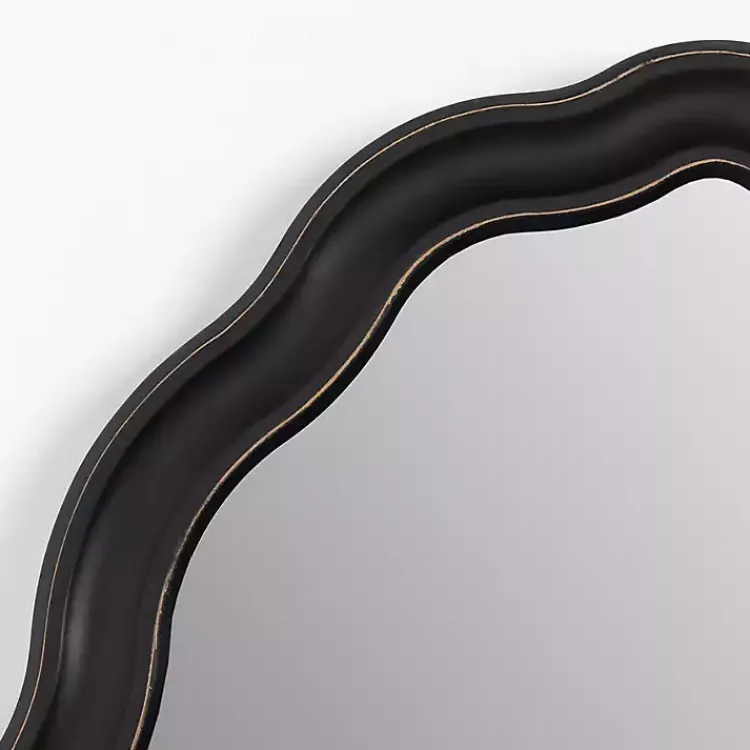 Decorative Mirrors-Kirklands Home Oval Catorina Black Wavy Wall Mirror