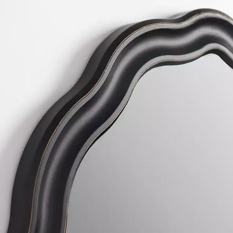 Decorative Mirrors-Kirklands Home Oval Catorina Black Wavy Wall Mirror
