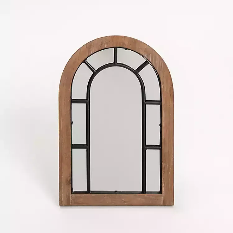 Decorative Mirrors-Kirklands Home Arched Wood and Metal Overlay Tabletop Mirror