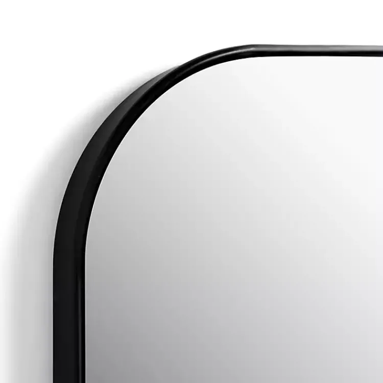 Framed Mirrors-Kirklands Home Black Nouveau Wide Arch Wall Mirror