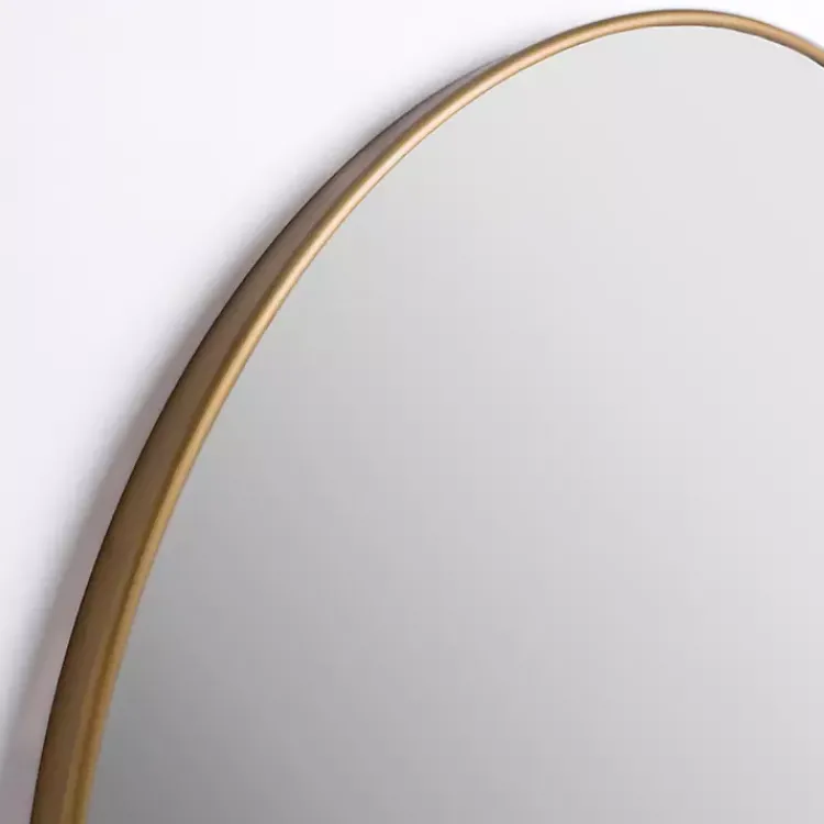 Framed Mirrors-Kirklands Home Round Antique Brass Nouveau Wall Mirror