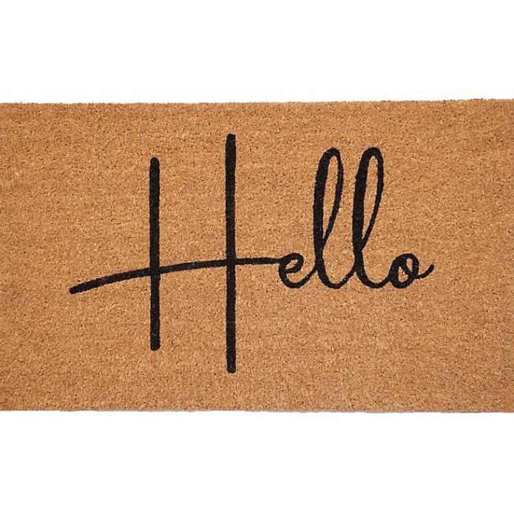 Doormats-Kirklands Home Simple Hello Script Doormat, 36x24 Brown