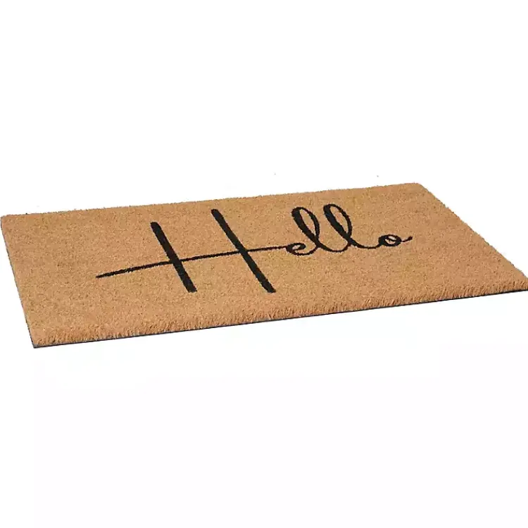Doormats-Kirklands Home Simple Hello Script Doormat, 36x24 Brown