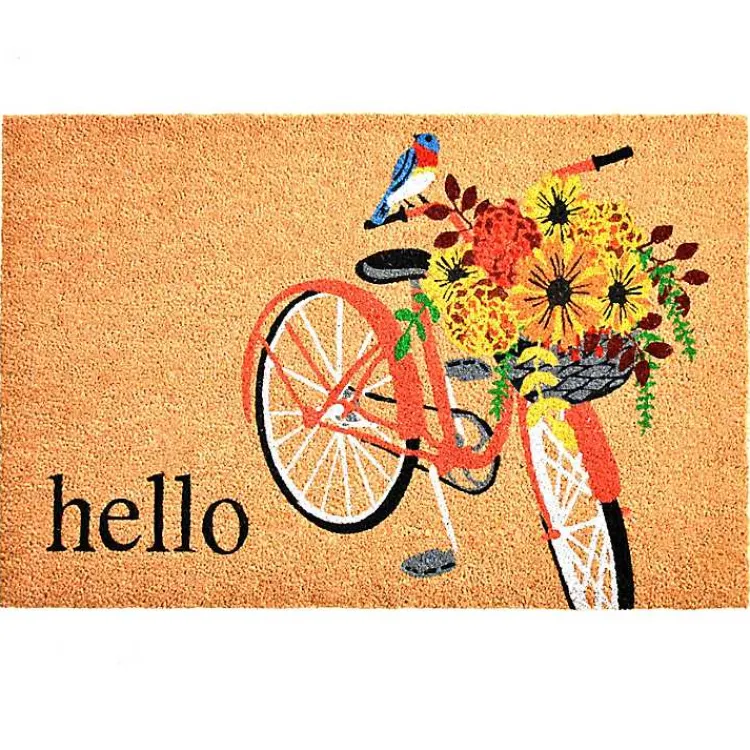 Doormats-Kirklands Home Hello Floral Bicycle Doormat