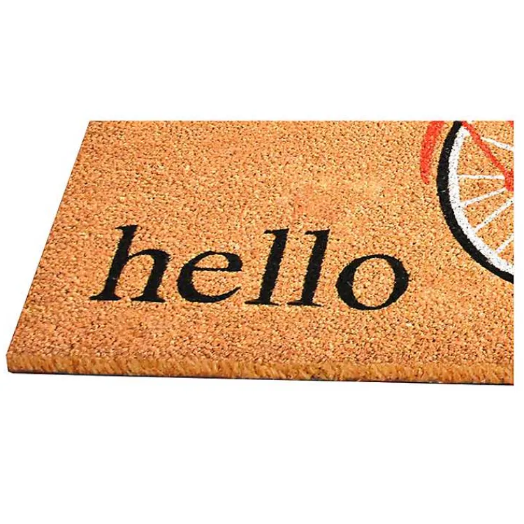 Doormats-Kirklands Home Hello Floral Bicycle Doormat