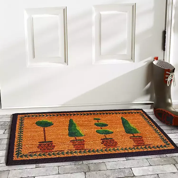 Doormats-Kirklands Home Green Topiaries Doormat Brown
