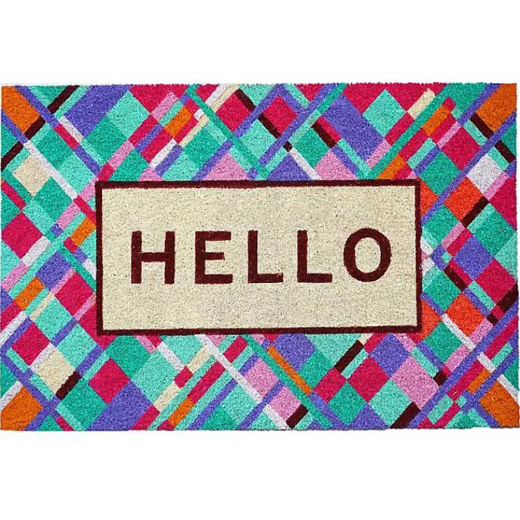 Doormats-Kirklands Home Hello Colorful Diamond Doormat Blue