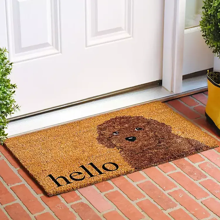 Doormats-Kirklands Home Toy Poodle Hello Doormat Brown