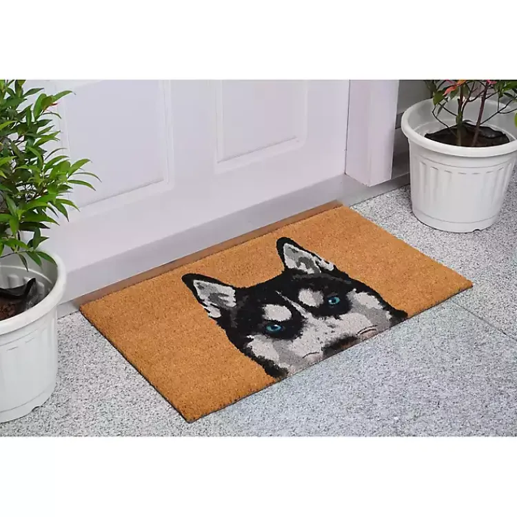 Doormats-Kirklands Home Black Siberian Husky Doormat