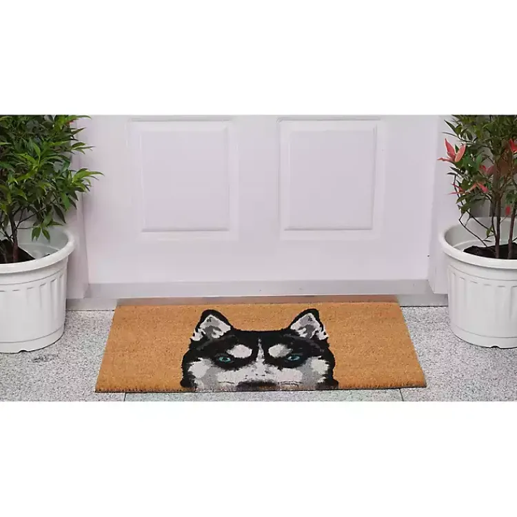 Doormats-Kirklands Home Black Siberian Husky Doormat