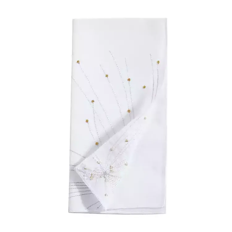 Table Linens-Kirklands Home Gold Cascading Firework Napkins, Set of 4 White