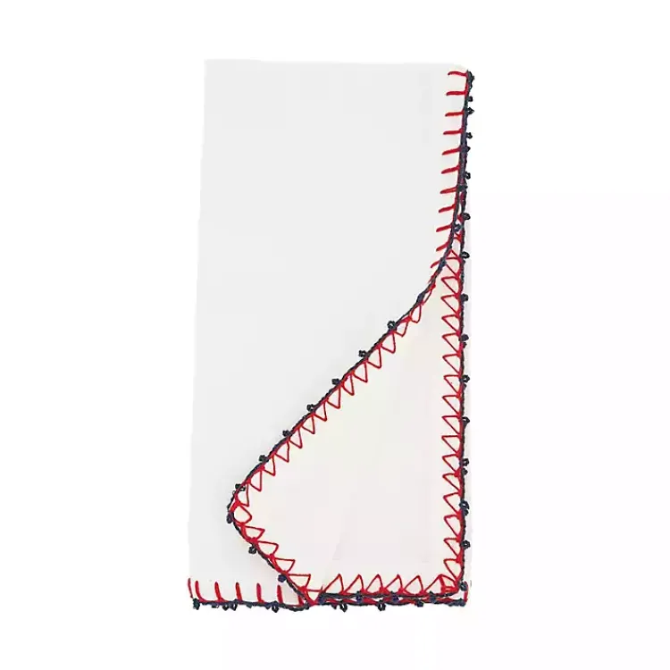 Table Linens-Kirklands Home Red Whipstitch Napkins, Set of 4 White