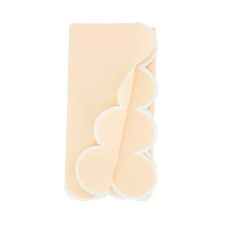 Table Linens-Kirklands Home Peach Scalloped Edge Napkins, Set of 4 Yellow