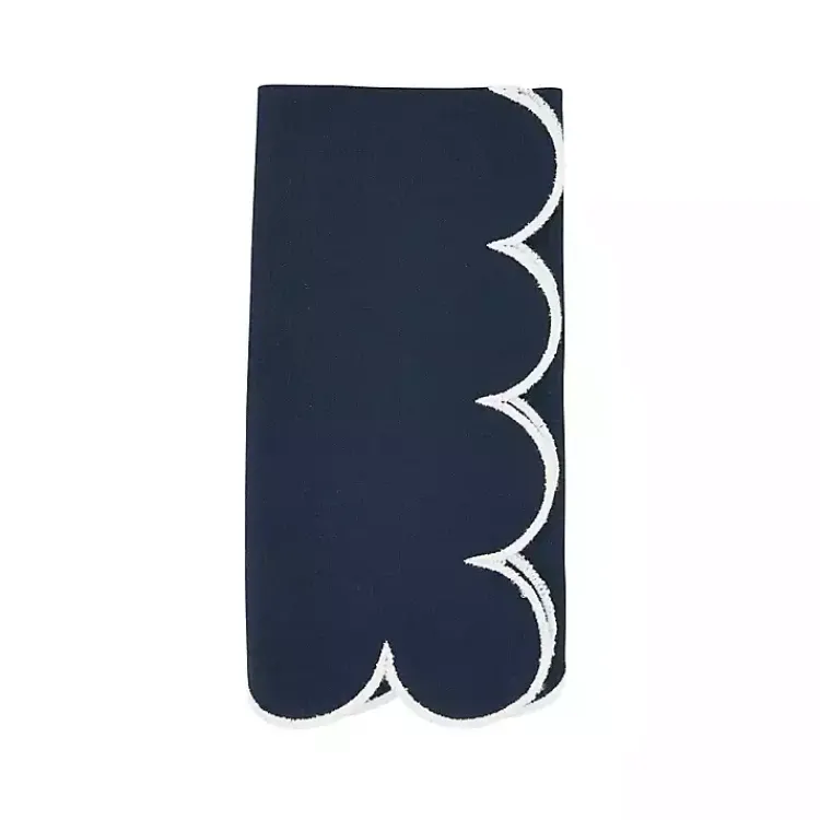 Table Linens-Kirklands Home Navy Scalloped Edge Napkins, Set of 4 Blue