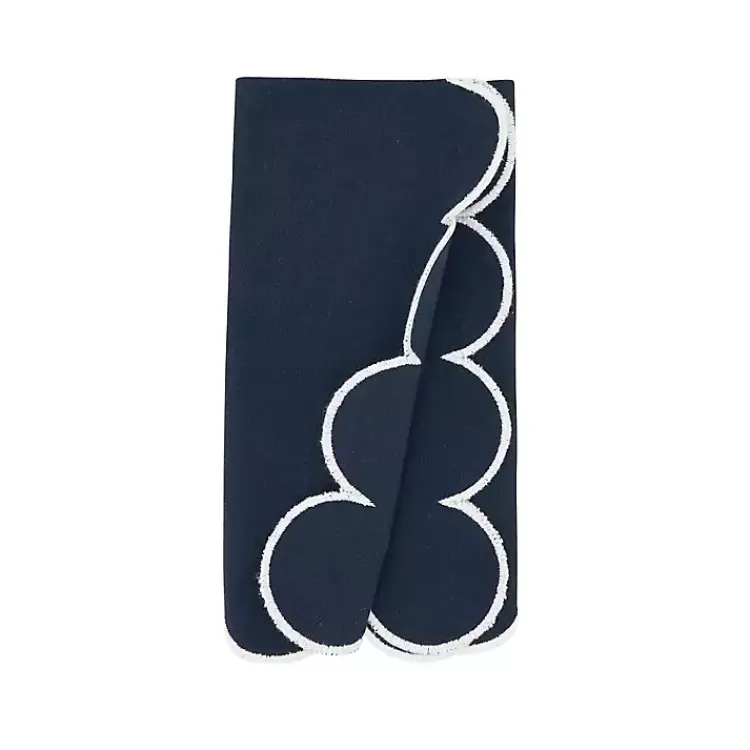 Table Linens-Kirklands Home Navy Scalloped Edge Napkins, Set of 4 Blue