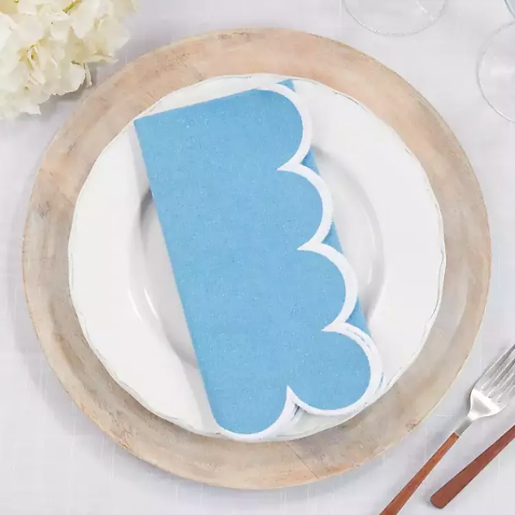 Table Linens-Kirklands Home Scalloped Edge Napkins, Set of 4 Blue