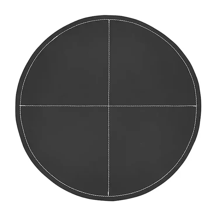 Table Linens-Kirklands Home Faux Leather Placemats, Set of 4 Black