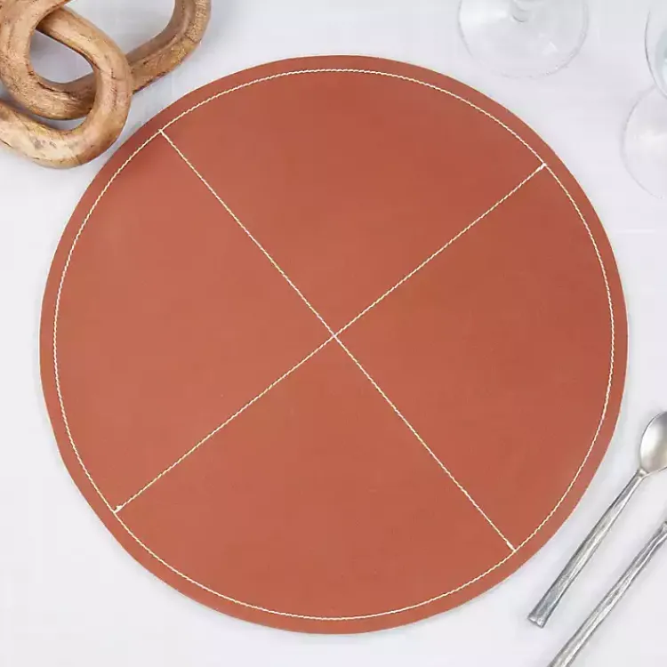Table Linens-Kirklands Home Cognac Faux Leather Placemats, Set of 4 Brown