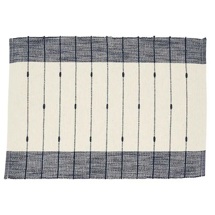 Table Linens-Kirklands Home Navy Blue Thin Stripes Placemats, Set of 4