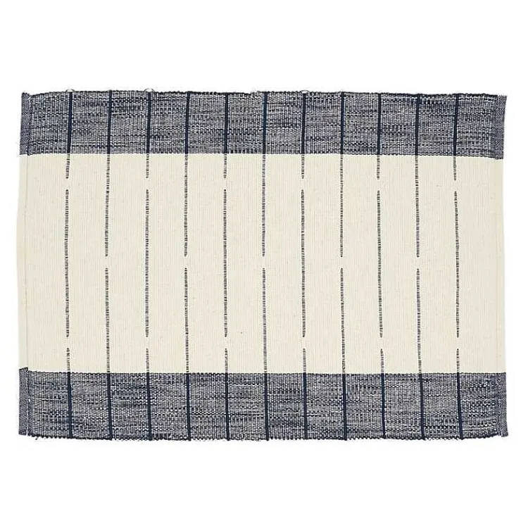 Table Linens-Kirklands Home Navy Blue Thin Stripes Placemats, Set of 4