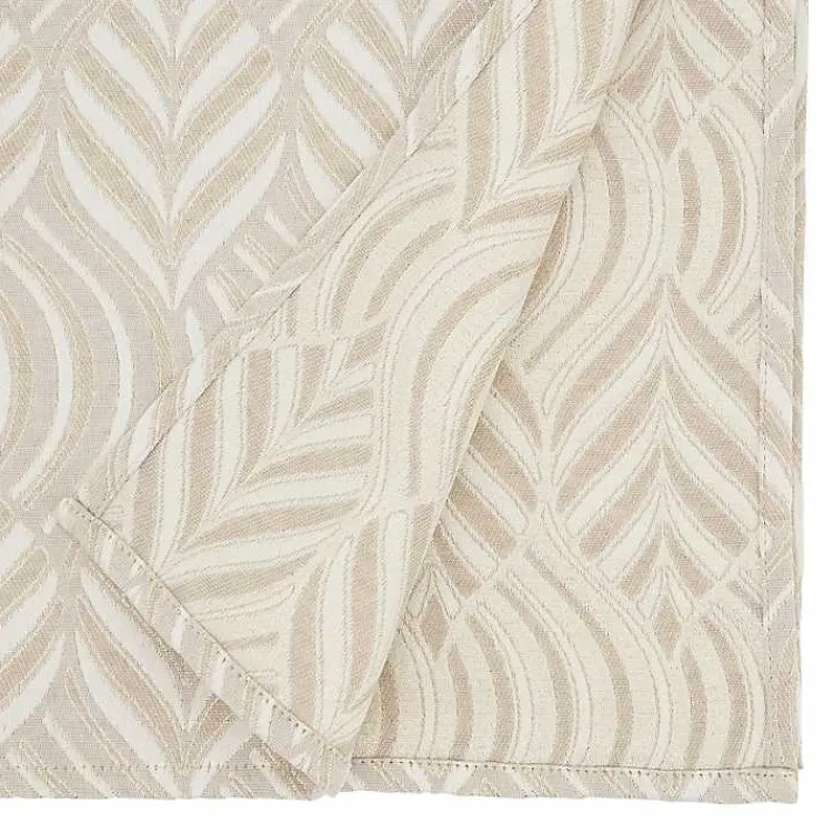 Table Linens-Kirklands Home Beige Jacquard Leaf Tablecloth, 104 in. Brown