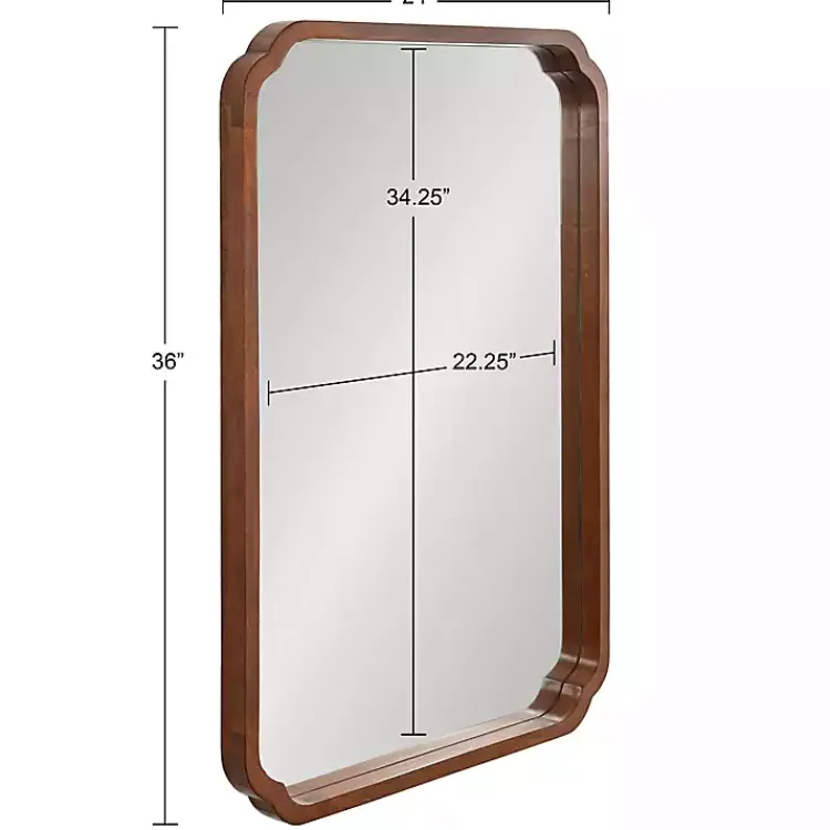 Decorative Mirrors-Kirklands Home Walnut Scallop Rectangle Wall Mirror