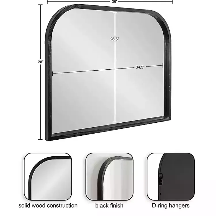 Decorative Mirrors-Kirklands Home Wood Frame Arch Wall Mirror Black