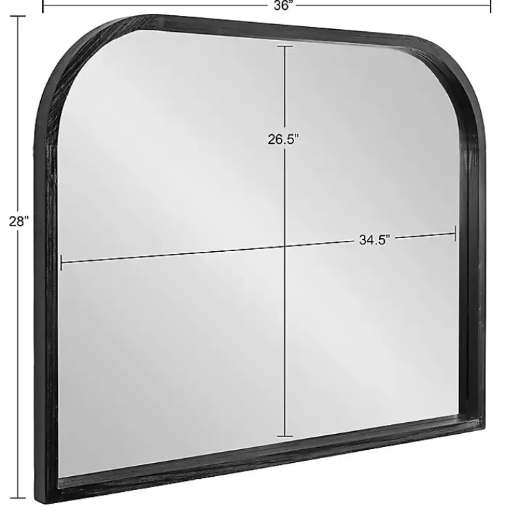 Decorative Mirrors-Kirklands Home Wood Frame Arch Wall Mirror Black